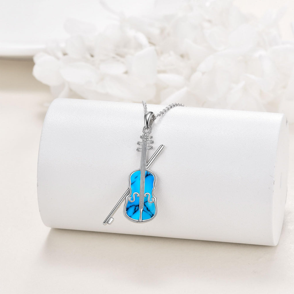 YAFEINI Violinist Cellist Gifts for Her 925 Sterling Silver Cello Violin Pendant Necklace Music Jewelry for Women Birthday Christmas Gifts