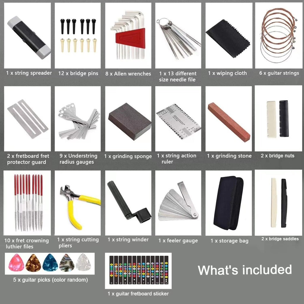 77 Pcs Guitar Maintenance Kit Repair Tool Setup with Carry Bag Large For Acoustic Guitar Electric guitar Ukulele Bass Banjo, String Instrument