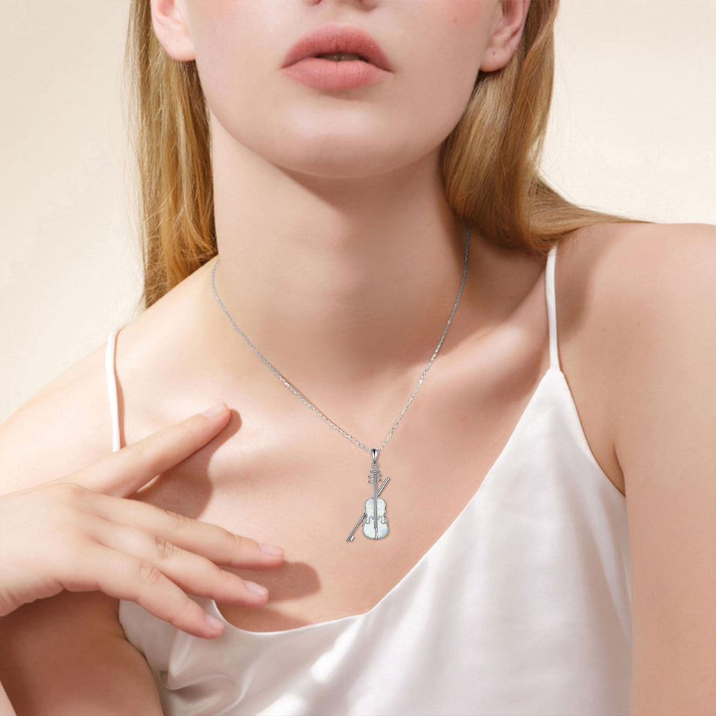 YAFEINI Violinist Cellist Gifts for Her 925 Sterling Silver Cello Violin Pendant Necklace Music Jewelry for Women Birthday Christmas Gifts