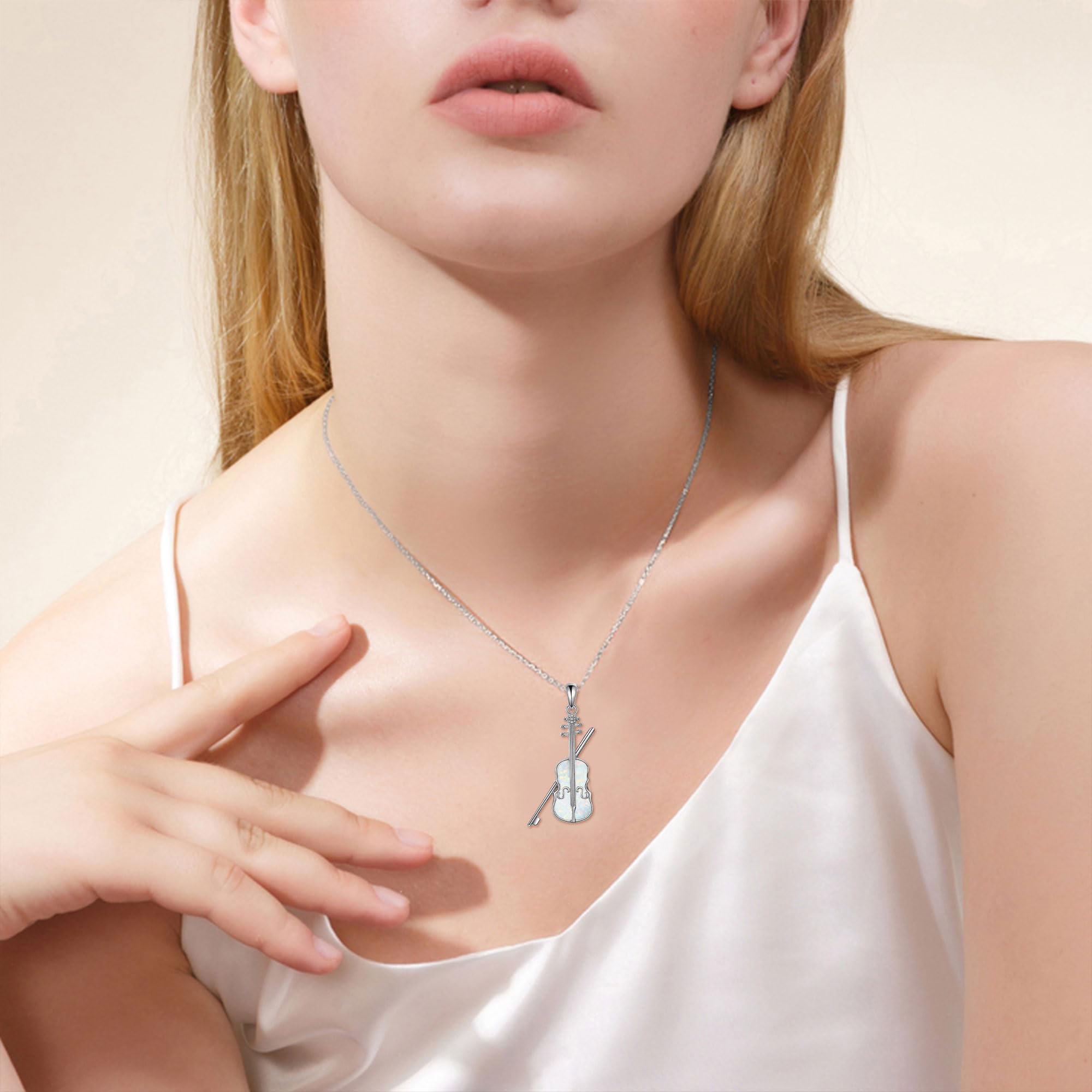 YAFEINI Violinist Cellist Gifts for Her 925 Sterling Silver Cello Violin Pendant Necklace Music Jewelry for Women Birthday Christmas Gifts