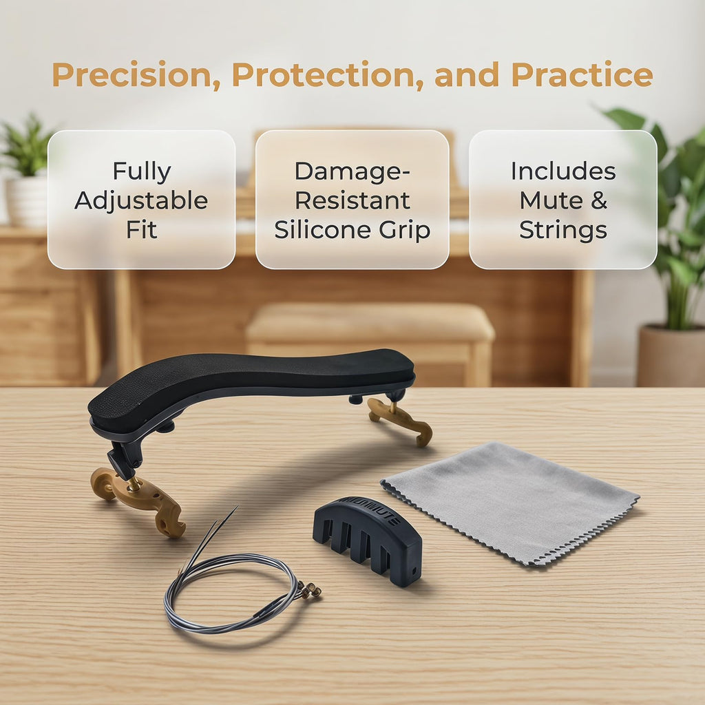 Violin Shoulder Rest 4/4 3/4 Size, Adjustable Collapsible Shoulder Rest for Violin, Ergonomic Violin Accessories for Beginners & Professionals (Classic 3/4-4/4)