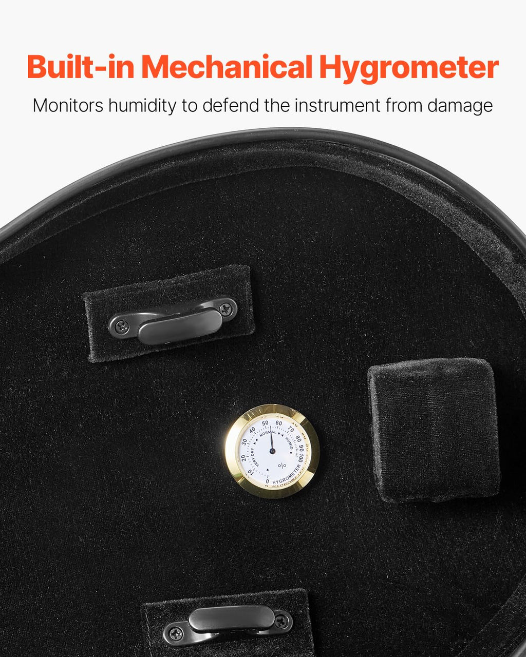 VEVOR 4/4 Full Size Violin Case, Built-in Hygrometer, Lightweight Portable Travel Carrying Bag, with Plush Lining, Dual Shoulder Straps, Anti-Scratch, Professional Triangular Shape, for Violin, Black