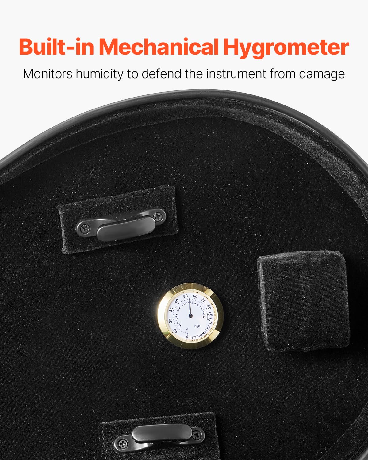 VEVOR 4/4 Full Size Violin Case, Built-in Hygrometer, Lightweight Portable Travel Carrying Bag, with Plush Lining, Dual Shoulder Straps, Anti-Scratch, Professional Triangular Shape, for Violin, Black