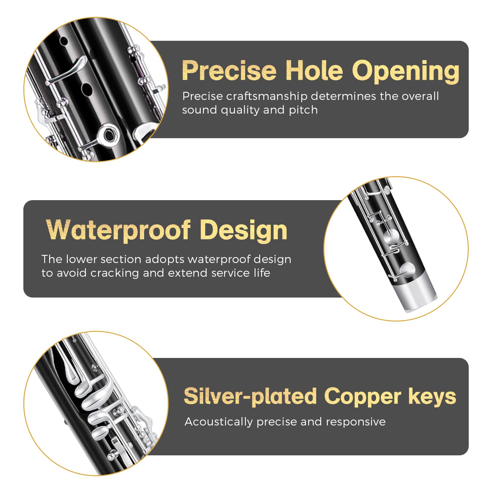 ROWELL Maple Bassoon C Key Bassoon with Self-Locking Mechanism 19 Keys Silver Plated Bassoons Instrument with Case and Care Kit, Ideal for School Band, Orchestra, and Home Practice Black