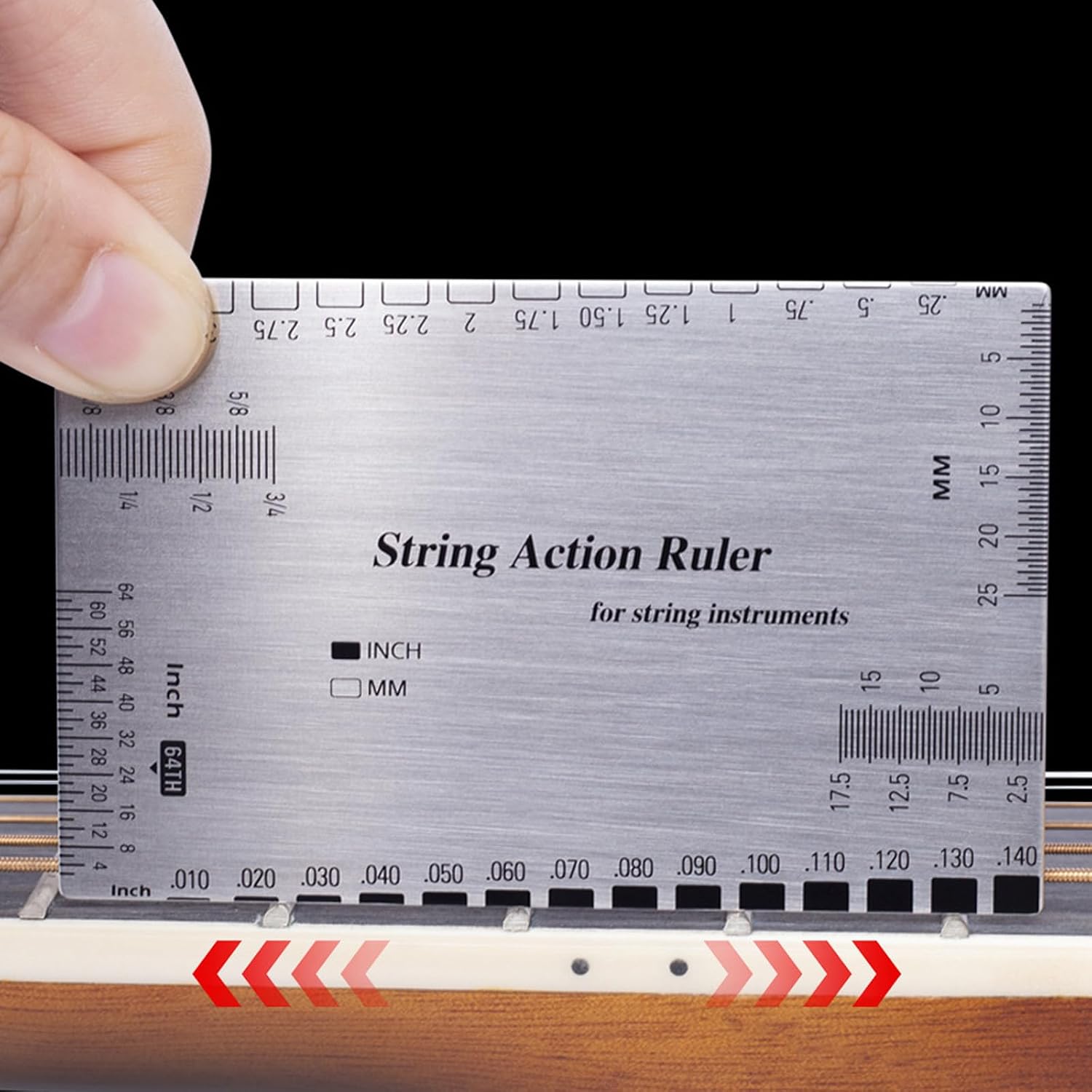 Guitar String Action Gauge Ruler Setup Tool Acoustic Guitar Setup Measuring Tool for Electric Basses Acoustic Guitar