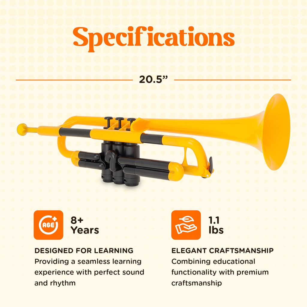 pTrumpet Bb Plastic Trumpet - Durable pInstruments Design with Ergonomic Grip - Includes 3C & 5C Mouthpieces and Carrying Bag - Authentic Sound for Students & Beginners - ABS Build - Green