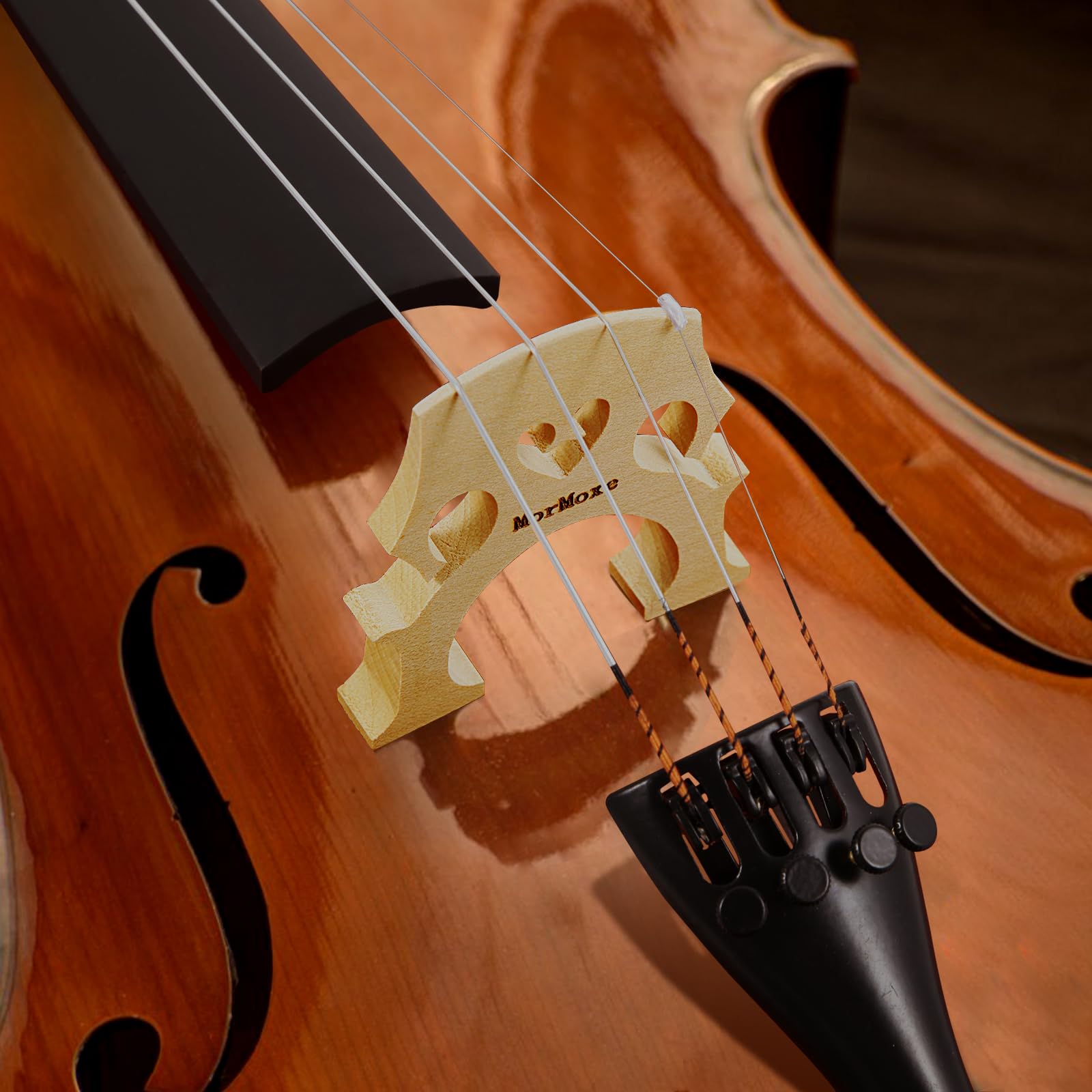 Cello Bridge 4/4 Size - Hand-Carved Maple, Direct Fit, Fully Adjusted - Expertly Handcrafted & Polished for Perfect Fit - Easy Installation - Replacement Accessory for Cello Parts