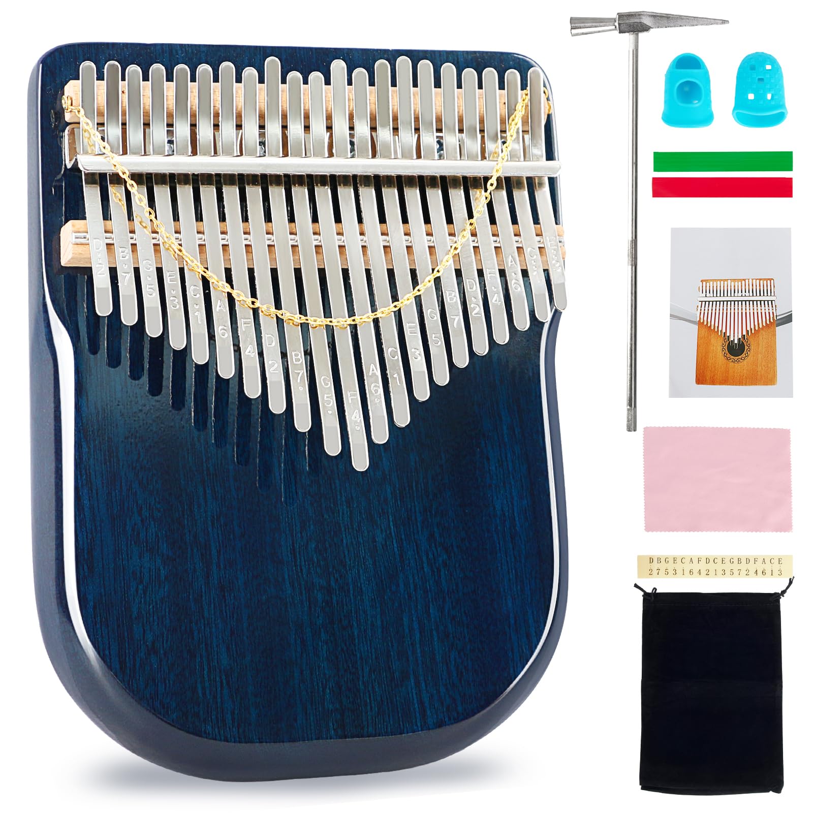 EASTROCK 17 Key Electric Kalimba Thumb Piano Built-in Pickup Professional Electric Kalimba Finger Piano for Kid Adults Beginners Professional (Mahogany Hand Rest EQ)
