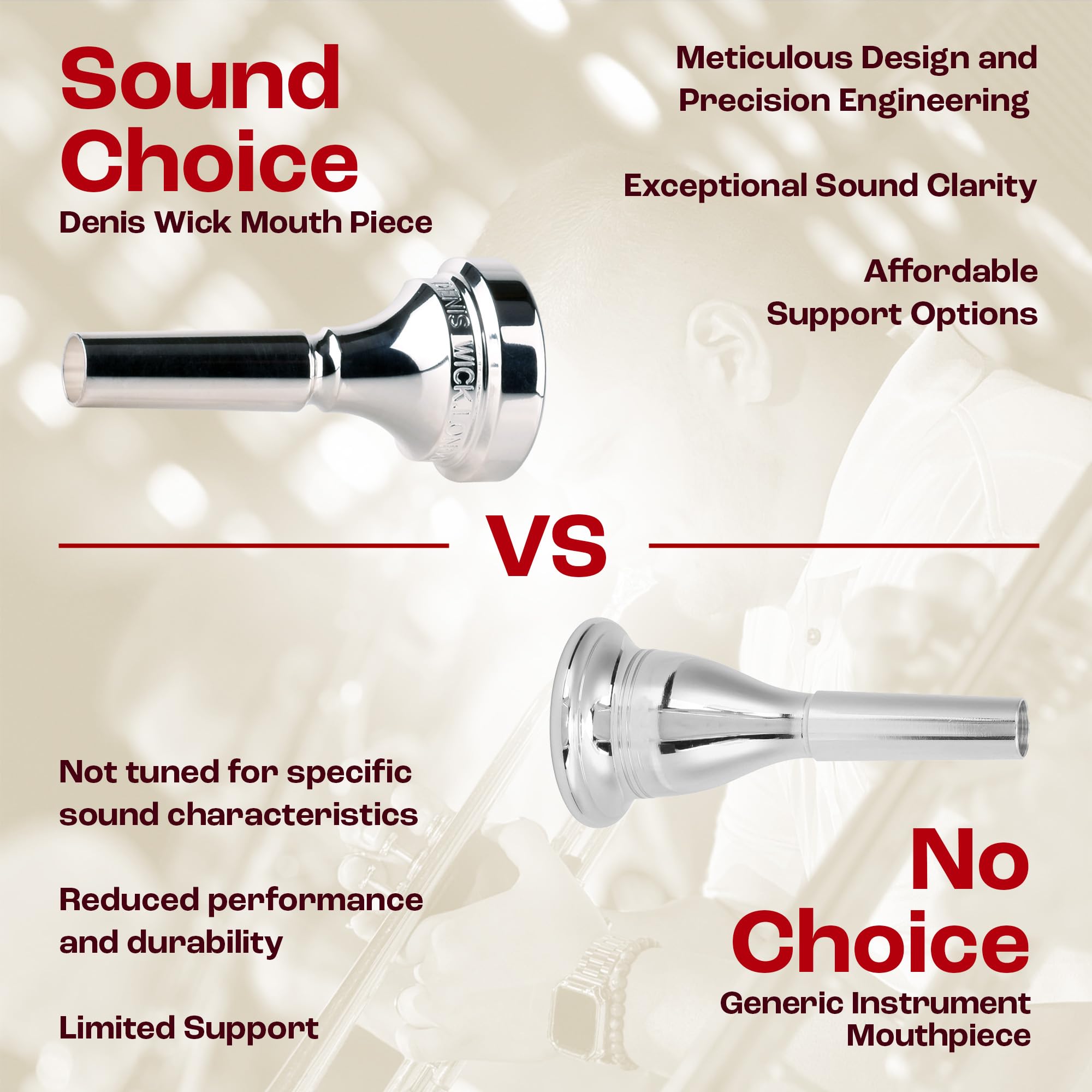 Denis Wick Classic Trombone Mouthpiece Silver Plated, 5880-4AL - Barrel Backbore for Balanced Tone & Smooth Response - Large Shank Fitting Trombone Accessory for Easy Articulation - 26 x 6.72 x 7.38mm