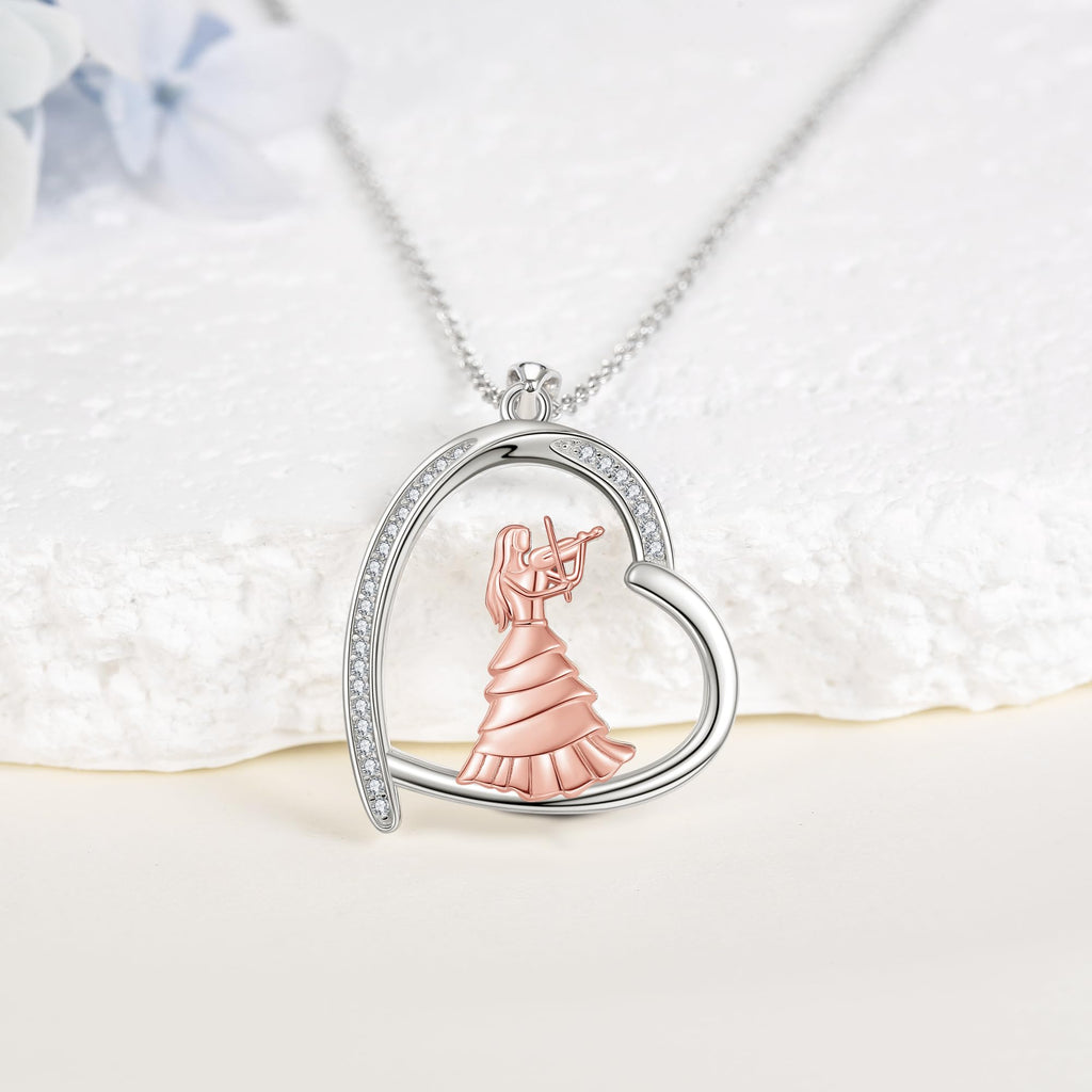 Sterling Silver S925 Ballet/Violinists/Gymnastics/Cello/Runner/Tennis/Piano/Artist Necklace Jewelry Gifts for Women Christmas Gift