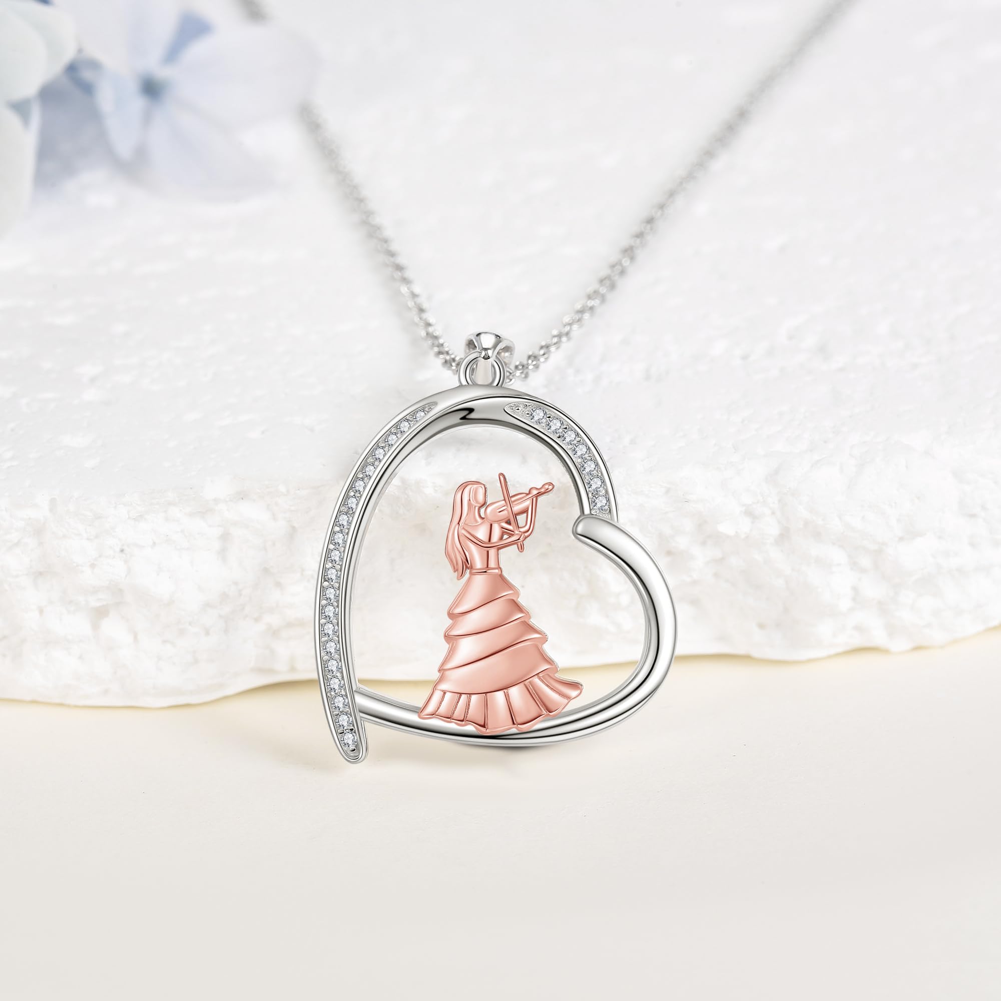 Sterling Silver S925 Ballet/Violinists/Gymnastics/Cello/Runner/Tennis/Piano/Artist Necklace Jewelry Gifts for Women Christmas Gift