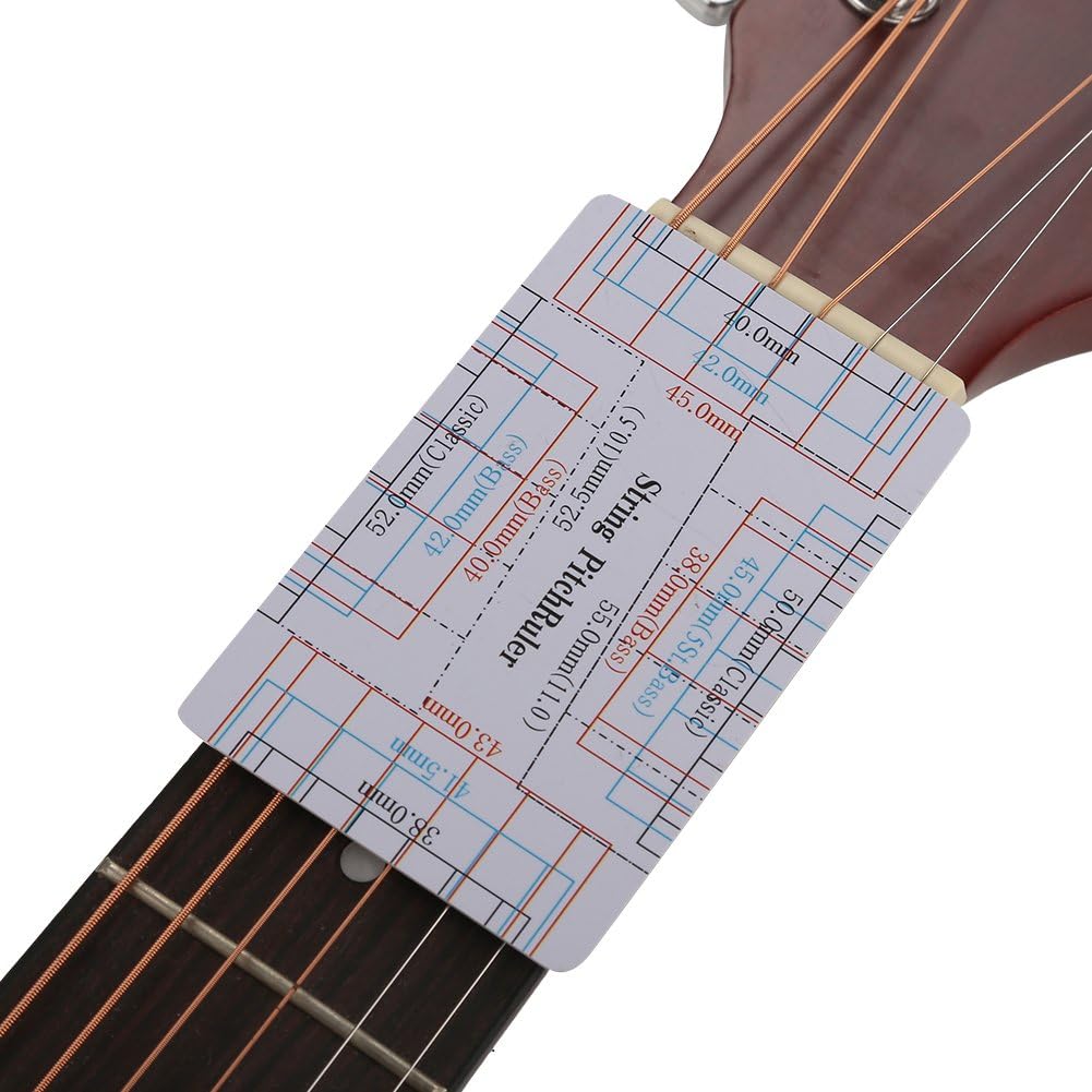 Alomejor Guitar String Action Gauge, Plastic, Double Sided Ruler, White, 3.3 x 2.1 Inch, for String Instruments, 2 Pieces