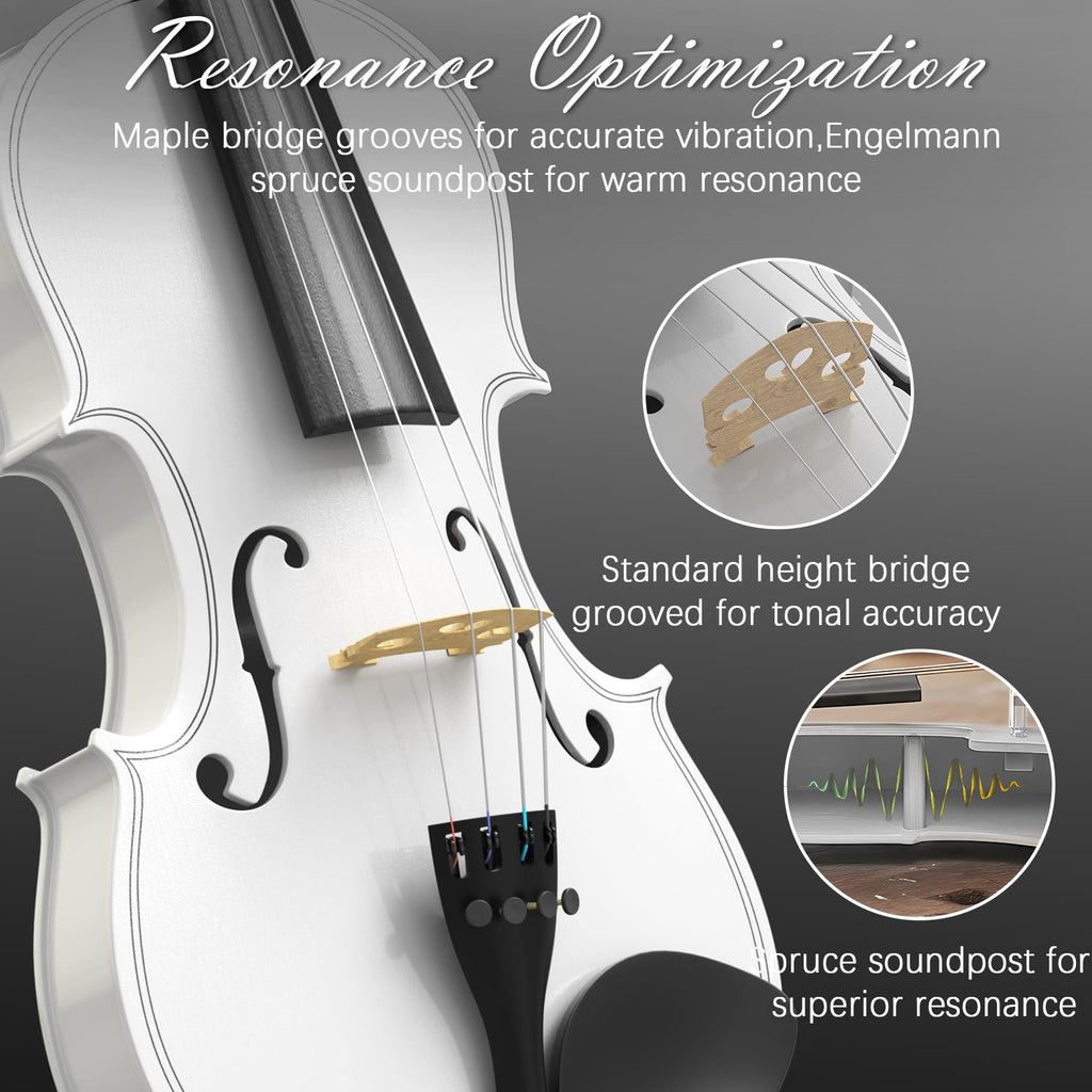 4/4 Full Size Beginner Violin, Acoustic Fiddle Set for Adults, Teens, and Students (Age 12+), with Case, Bow, Bridge, and Rosin (Pink)