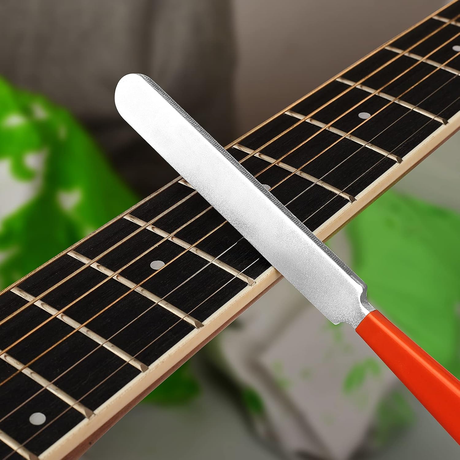 Guitar Luthier Tool Set, Guitar Fret Crowning File, Fret Leveling Beam, String Action Ruler Gauge, Feeler Gauge, Fret Rocker, Fingerboard Guards, String Spreaders and Replacement Sanding Papers