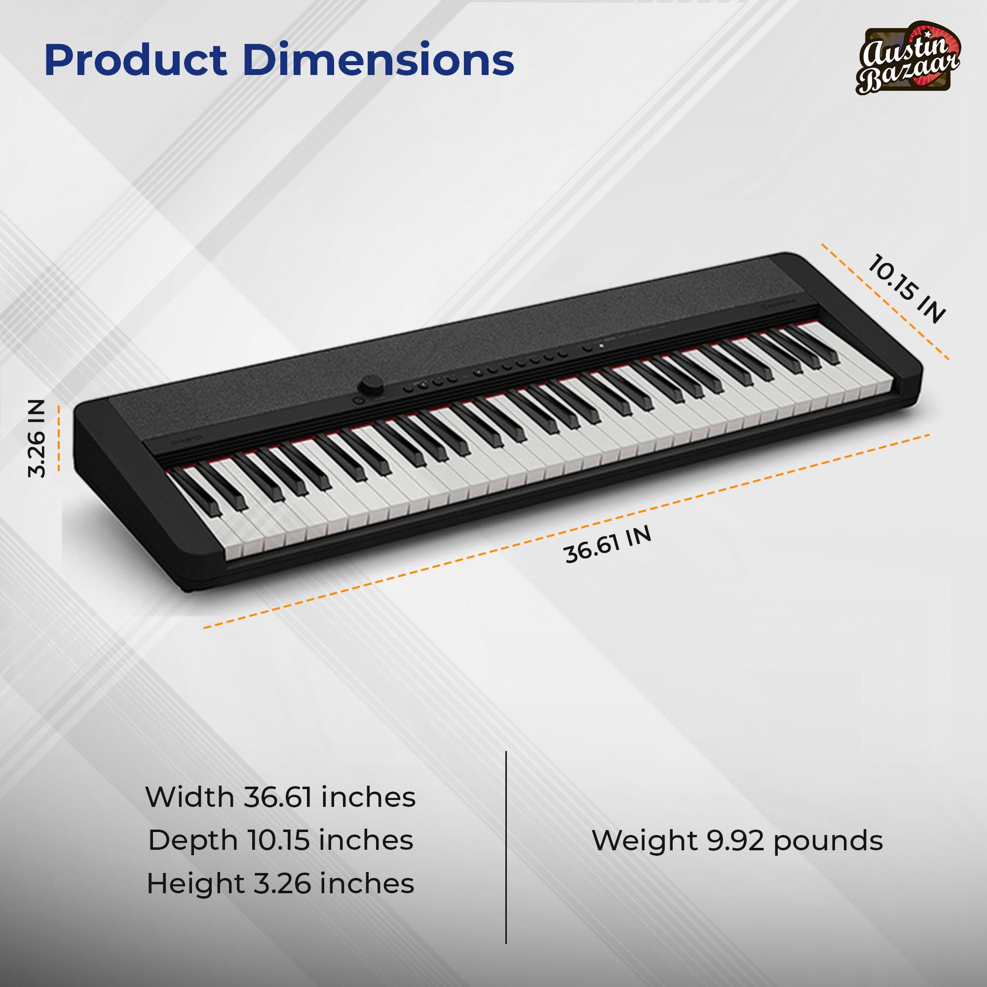 Casio CT-S1 Casiotone 61-Key Portable Keyboard - Black Bundle with Adjustable Stand, Bench, Headphones, Sustain Pedal, Instructional Book, Instructional DVD, and Austin Bazaar Polishing Cloth