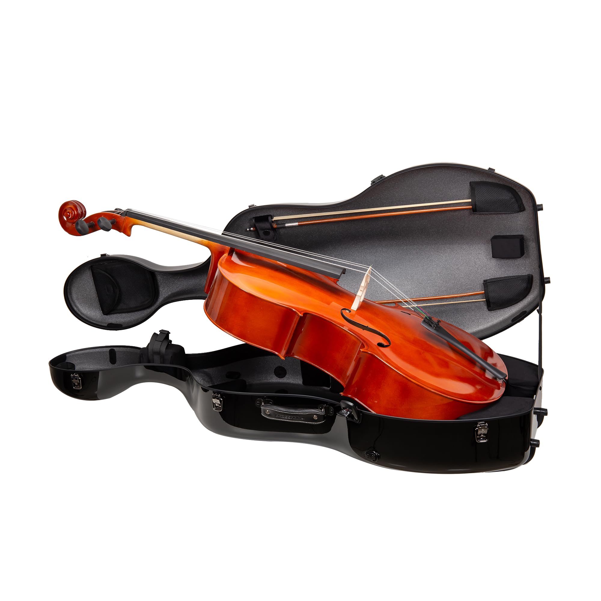 Crossrock Professional 4/4 Carbon Fiber Cello Case | 6lb Ultra-Light TSA Hardshell | Adjustable Magic Pads & Anti-Scratch Cover | Gloss Crimson Finish