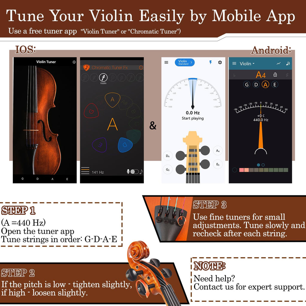 Violin 4/4 Full Size Kit for Beginners, Glossy Violin Fiddle Set for Adults, Students with Violin Case, Bow, Rosin, Fingerboard Sticker, Shoulder Rest, Extra Strings and Bridge(Plywood, Full)