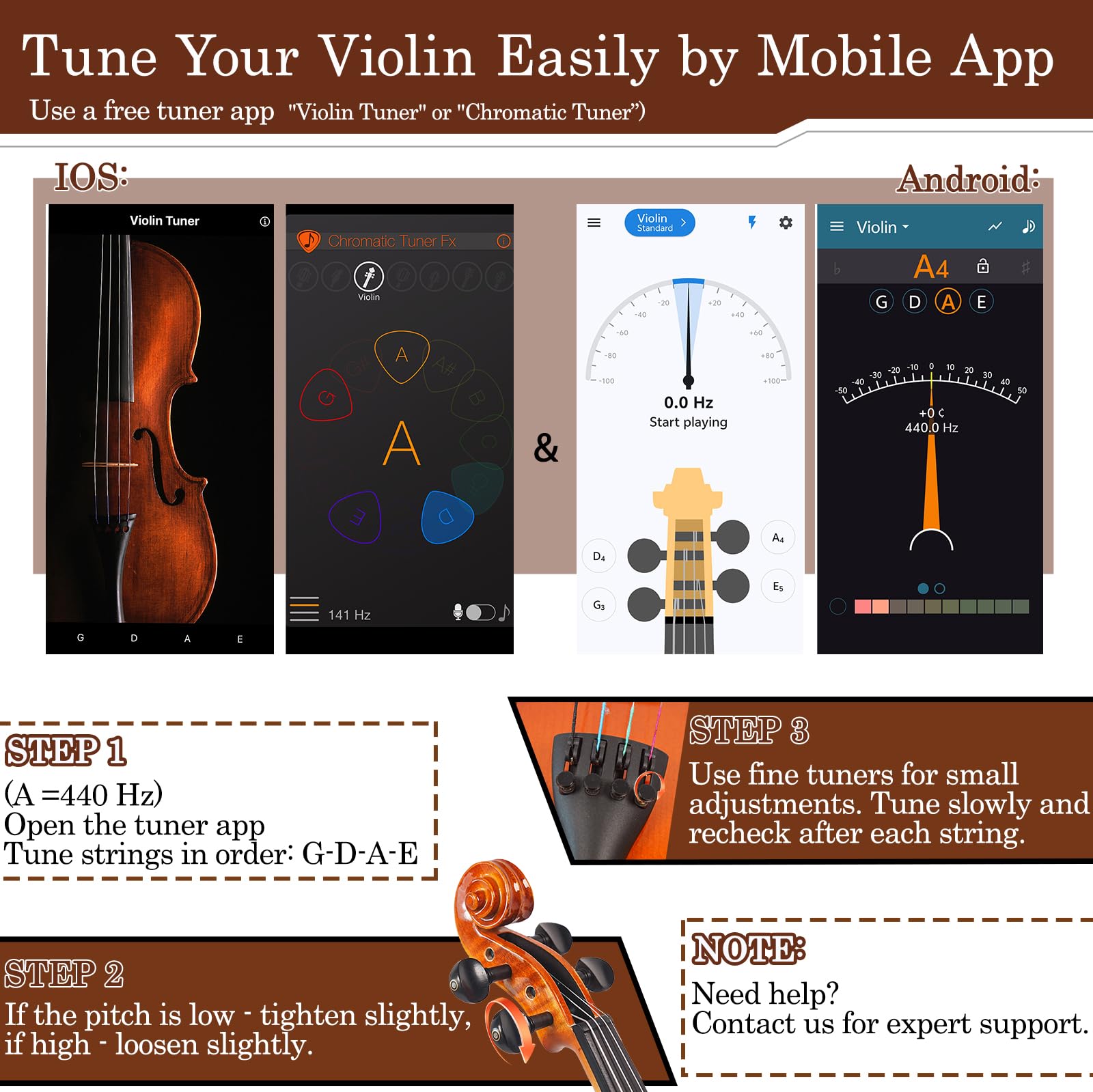 Violin 4/4 Full Size Kit for Beginners, Glossy Violin Fiddle Set for Adults, Students with Violin Case, Bow, Rosin, Fingerboard Sticker, Shoulder Rest, Extra Strings and Bridge(Plywood, Full)