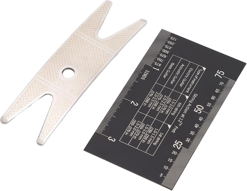 Generic Guitar Luthier Tools Kit, Metal String Action Ruler Gauge Tool Set with Wrench, Double Sided Metric Imperial Marks, for Electric Guitar Bass Acoustic Repair and Setup