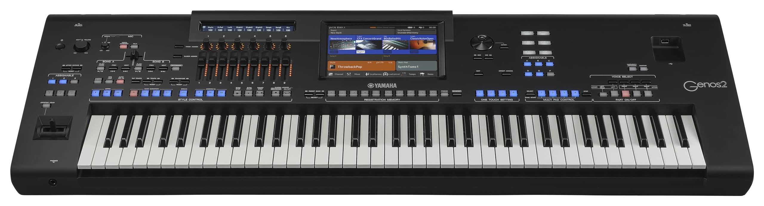 Yamaha 76-Key Flagship Arranger Keyboard, Voice and Style Library, Chord Looper, 9-Inch Touch Screen GENOS2