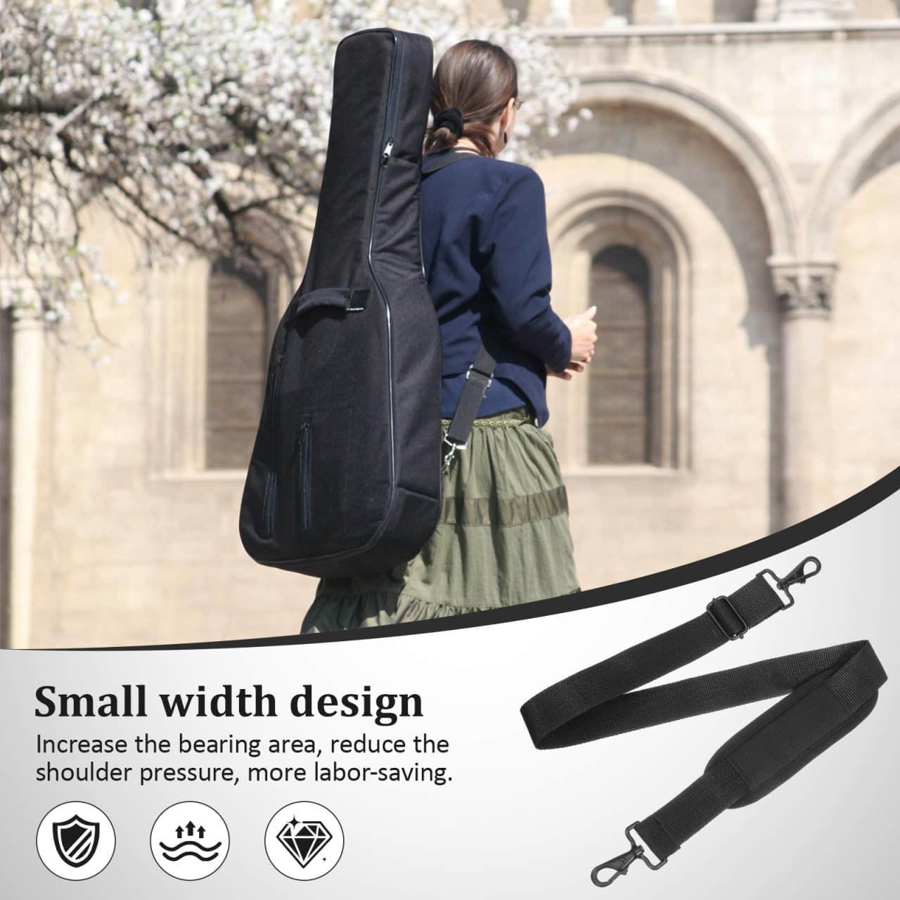 EXCEART 2pcs Instrument Shoulder Strap, 60-106cm Padded & Adjustable Replacement Bag Strap with Hooks - Universal for Violin Case, Guitar, Cello, Ukulele & Saxophone