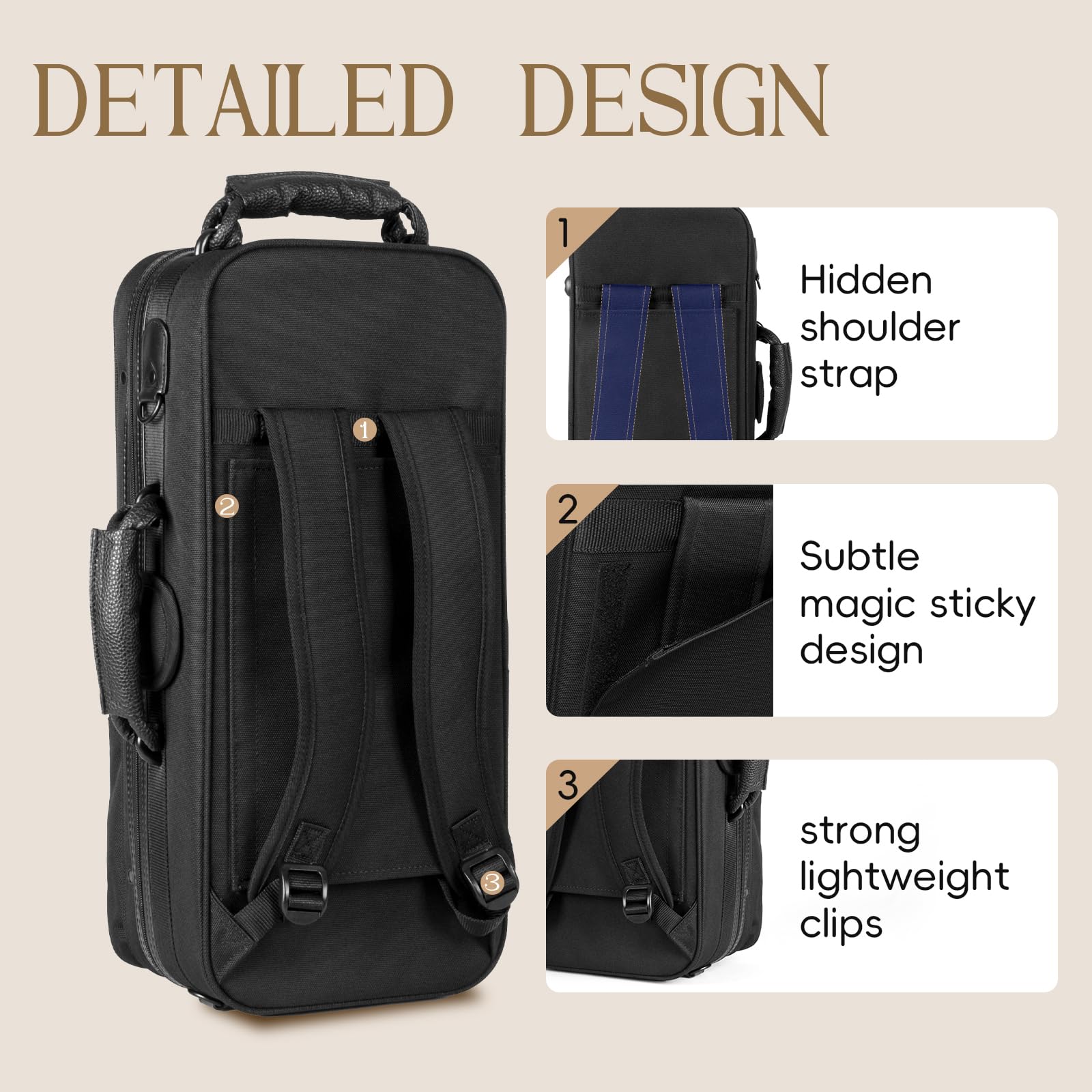 BGR Rectangular Trumpet Case, Built-in Backpack Straps Gig Bag | Durable trumpet case with reinforced protection, accessory storage and comfortable carrying for performances and travel.