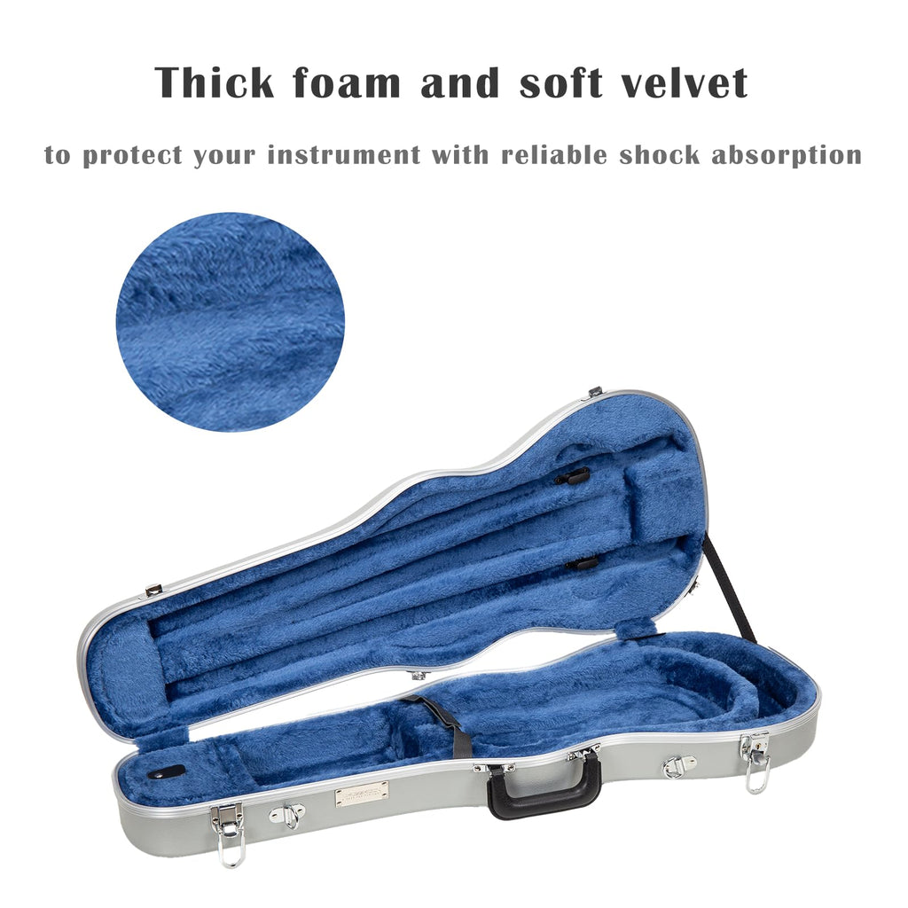Crossrock Shaped Violin Case for 4/4 Full-Size Violin | Interior Accessory Compartment, 2 Bow Holders, Security Lock, Detachable Shoulder Straps - Black (CRA880VFBK)