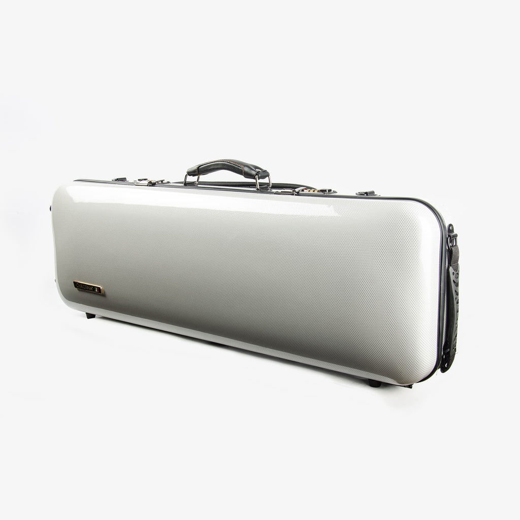 Christina 4/4 Full Size Violin case High-Strength Carbon Fiber Rectangular Violin Music Bag With Combination Lock and Extra Bag White Violin Hard Case (VB-Square-White Stripe spot)