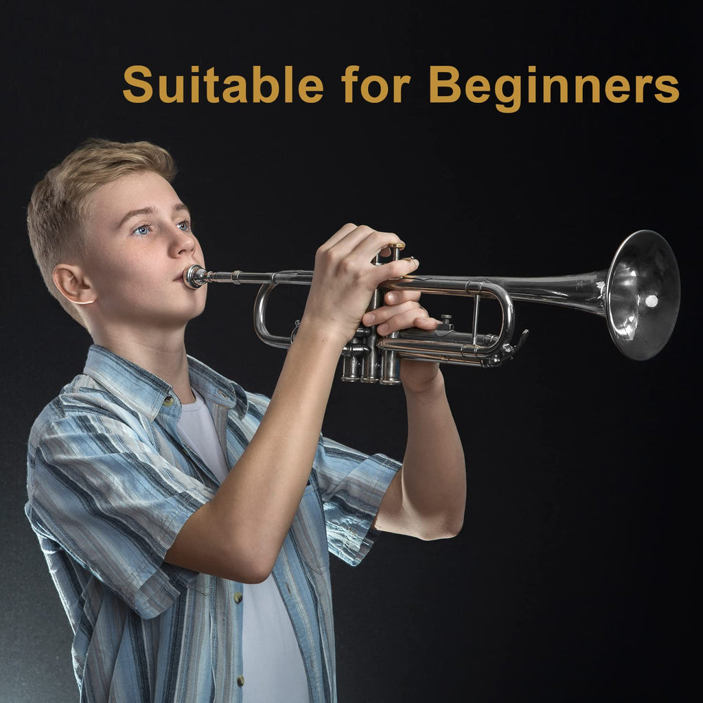 Ktaxon Bb Standard Trumpet for Beginners,Trumpet for Student with Hard Case,7C Mouthpiece,Cleaning Cloth,Gloves,Brass Instruments for Kids and Adults(Gold)