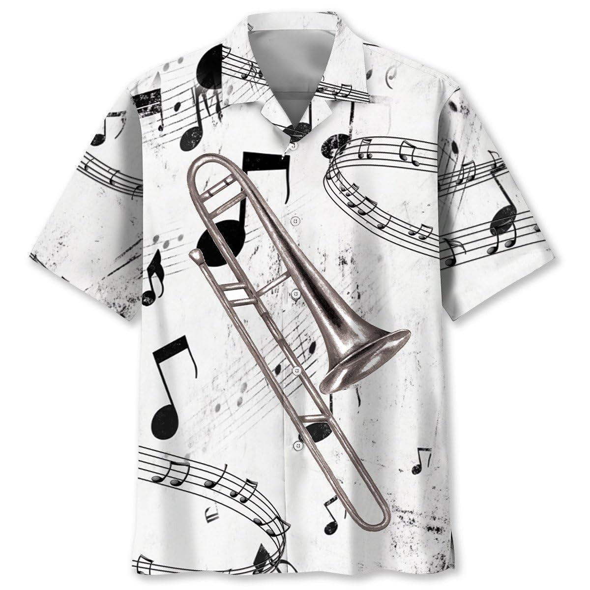 Trombone Hawaiian Shirt, Mens Trombone Short Sleeve Shirt, Music Band Gifts