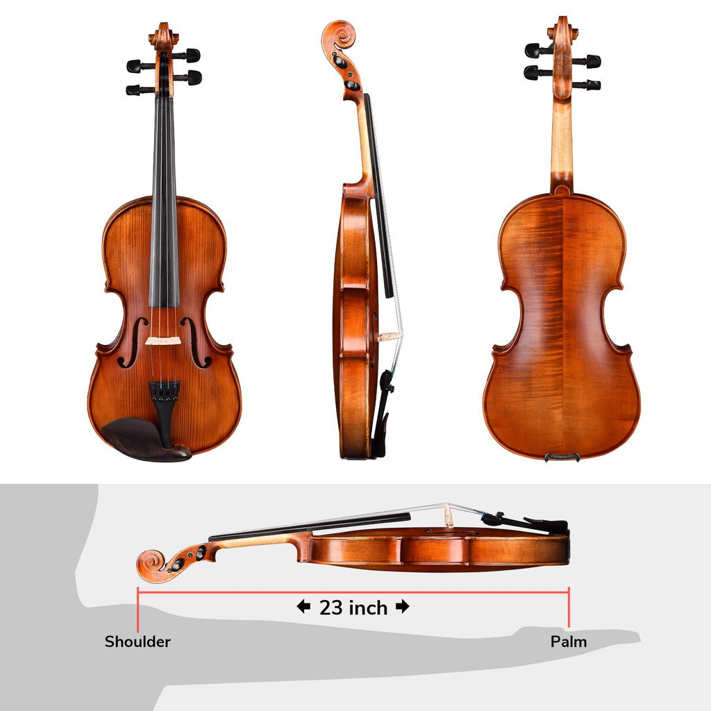 AW Solid Wood Violin 4/4 Full Set Fiddle Beginner Violin Full Size Stradivari Copy Style with Carry Case Bow Rosin Shoulder Rest for Student Adults Starter Kit