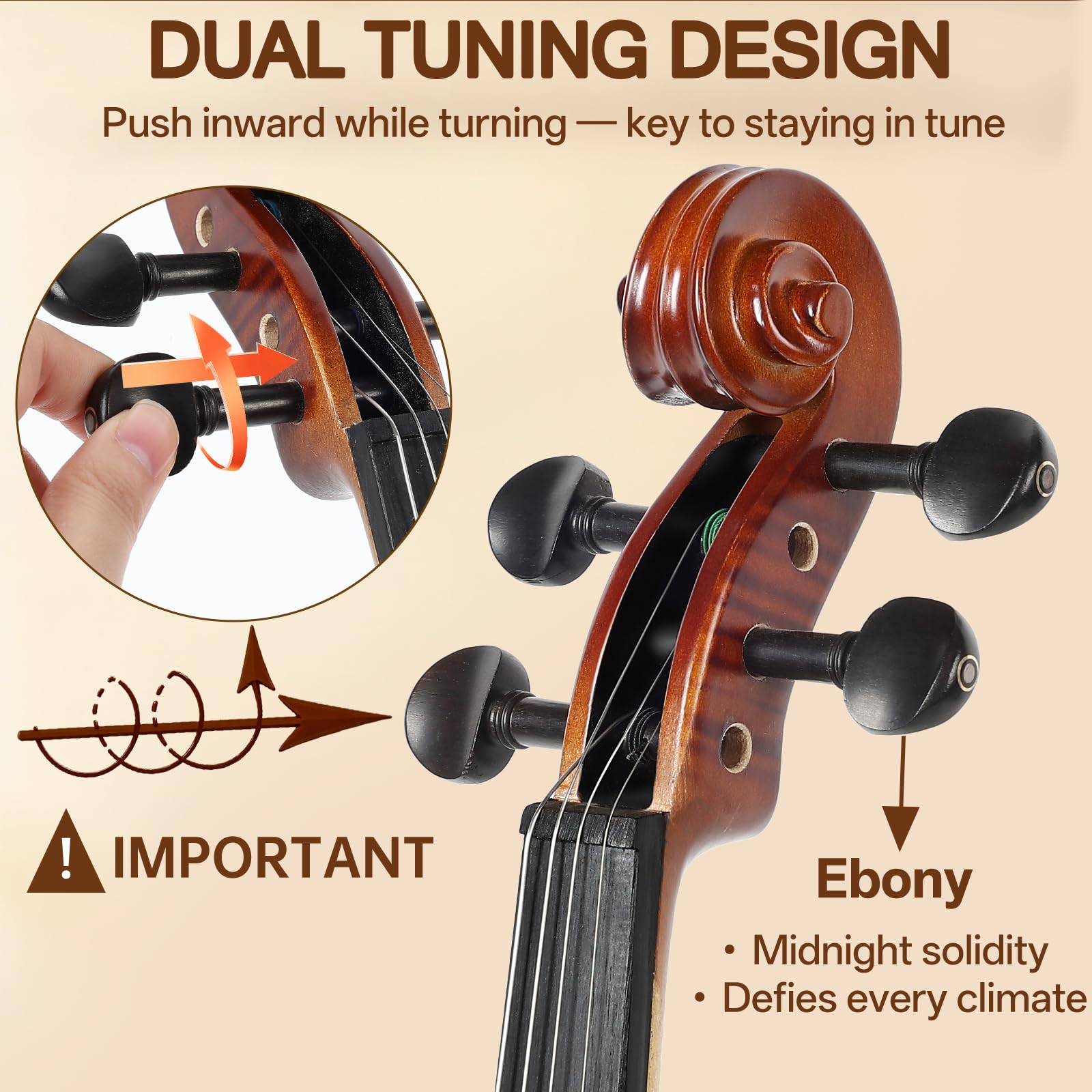 Kmise Teacher Approved 4/4 Full Size Violin Starter Kit for Adults Beginners Students, High Density Ebony Acoustic Violins, Fiddle Bundle with Case, Bow, Rosin, Strings, Shoulder Rest & Guide