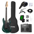 AODSK Electric Guitar with Amp Beginner Kit 39 Inch Solid Body Full Size,All Accessories,Digital Tuner,Six Strings,Four Picks,Tremolo Bar,Strap,Gig Bag,Starter kit (Blue-HSS)