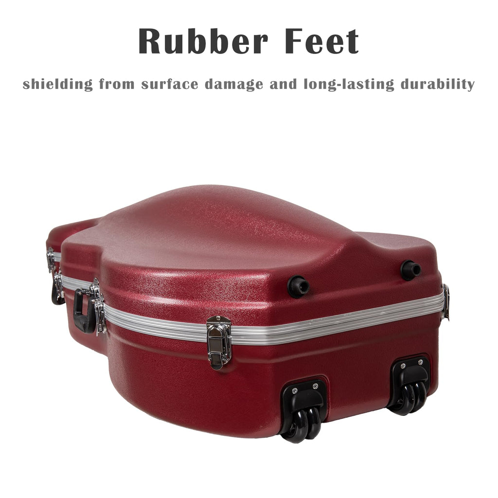 Crossrock ABS Cello Case for 4/4 & 3/4 Size | Wine Red Velvet Interior, Molded Hardshell with Wheels, Lock, Dual Bow Holders & Backpack Straps-Dark Red (CRA862CEFDR)