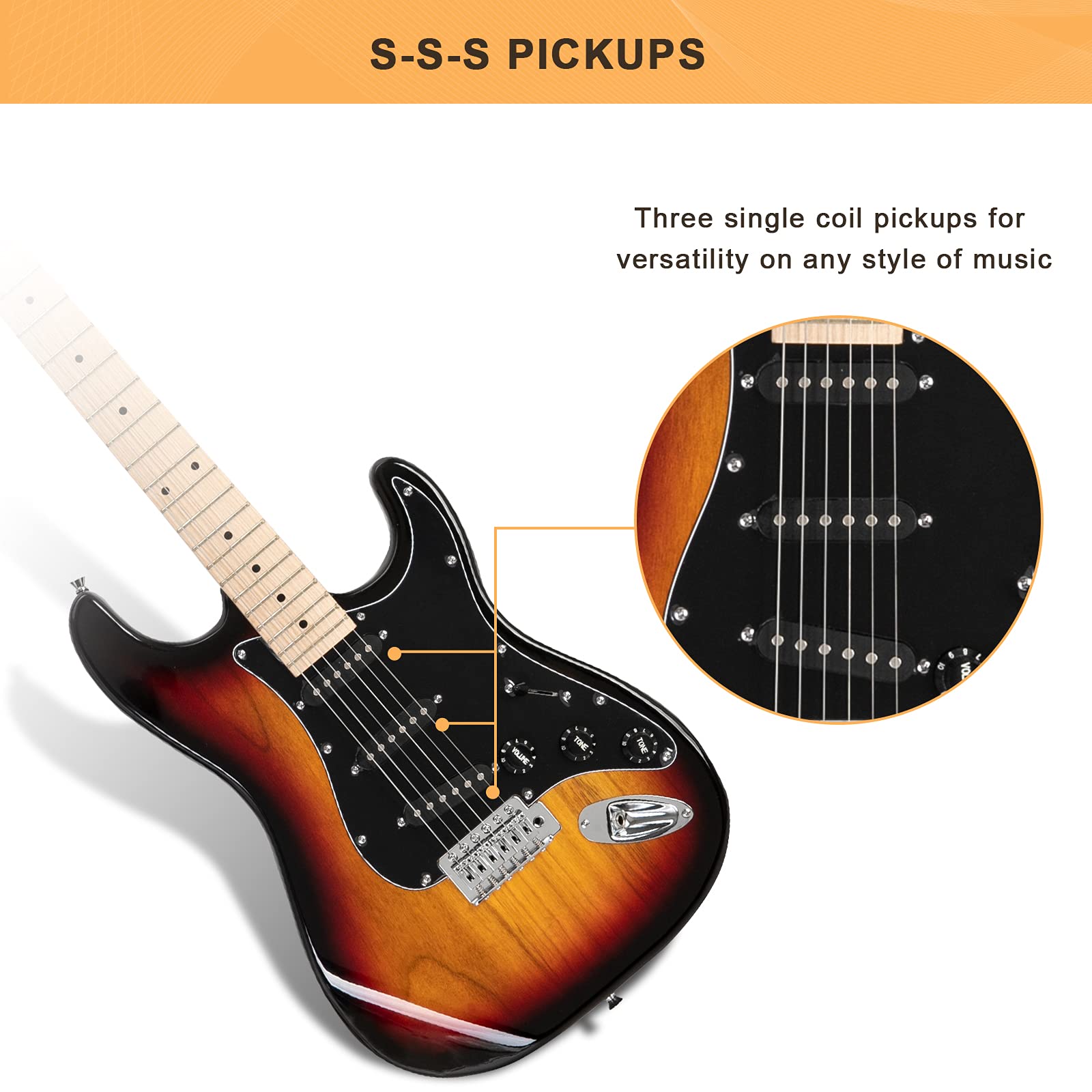 GLARRY Full Size Electric Guitar for Music Lover Beginner with 20W Amp and Accessories Pack Guitar Bag (GREEN, Left Handed 39")