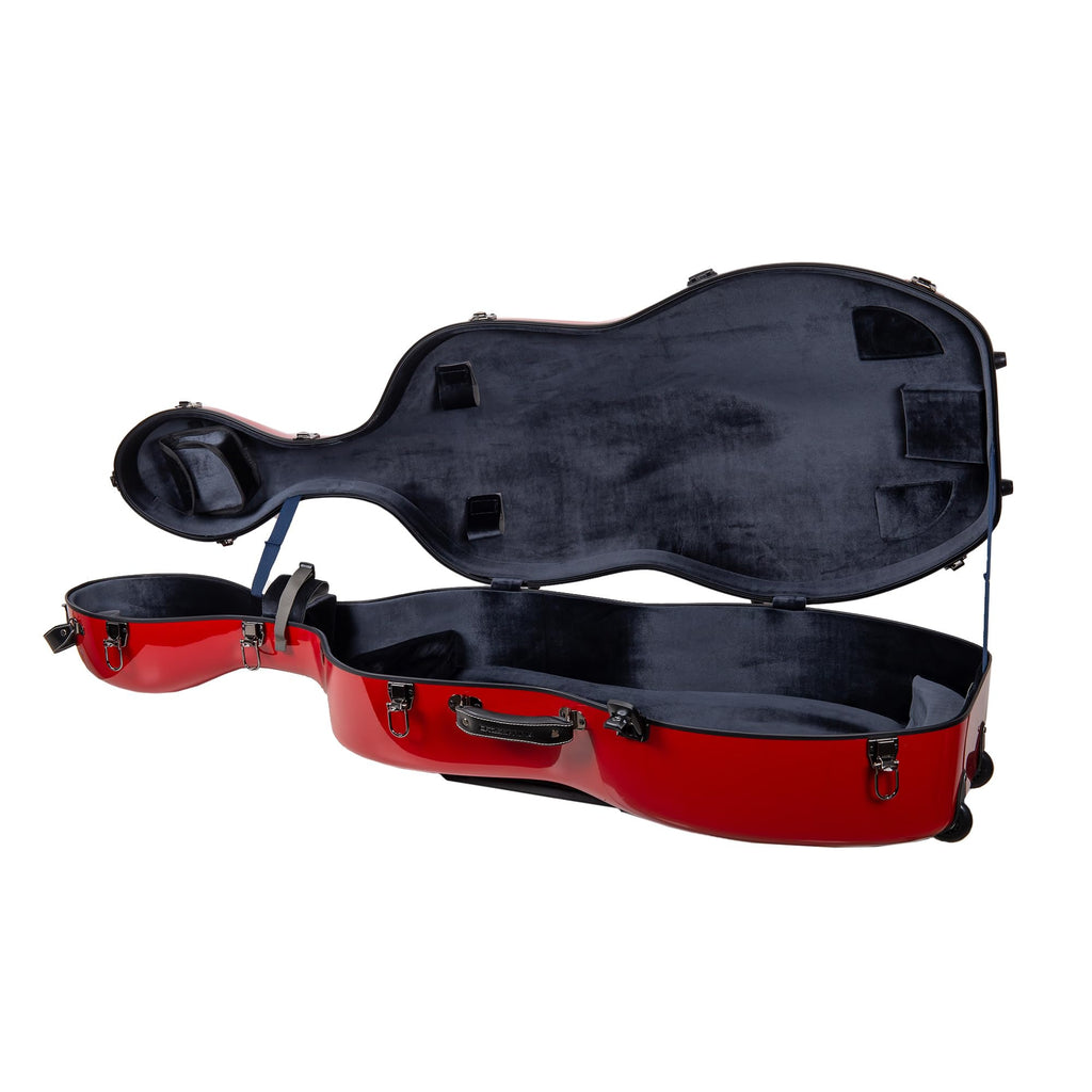 Crossrock Fiberglass Cello 4/4 Full Size Hardshell Case with Wheels in Yellow