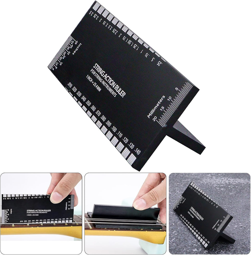 Guitar String Action Gauge Ruler, Guitars Height Gauge Guitars Set Up Repairing Luthier Tool for Guitar, Ukulele, Banjos