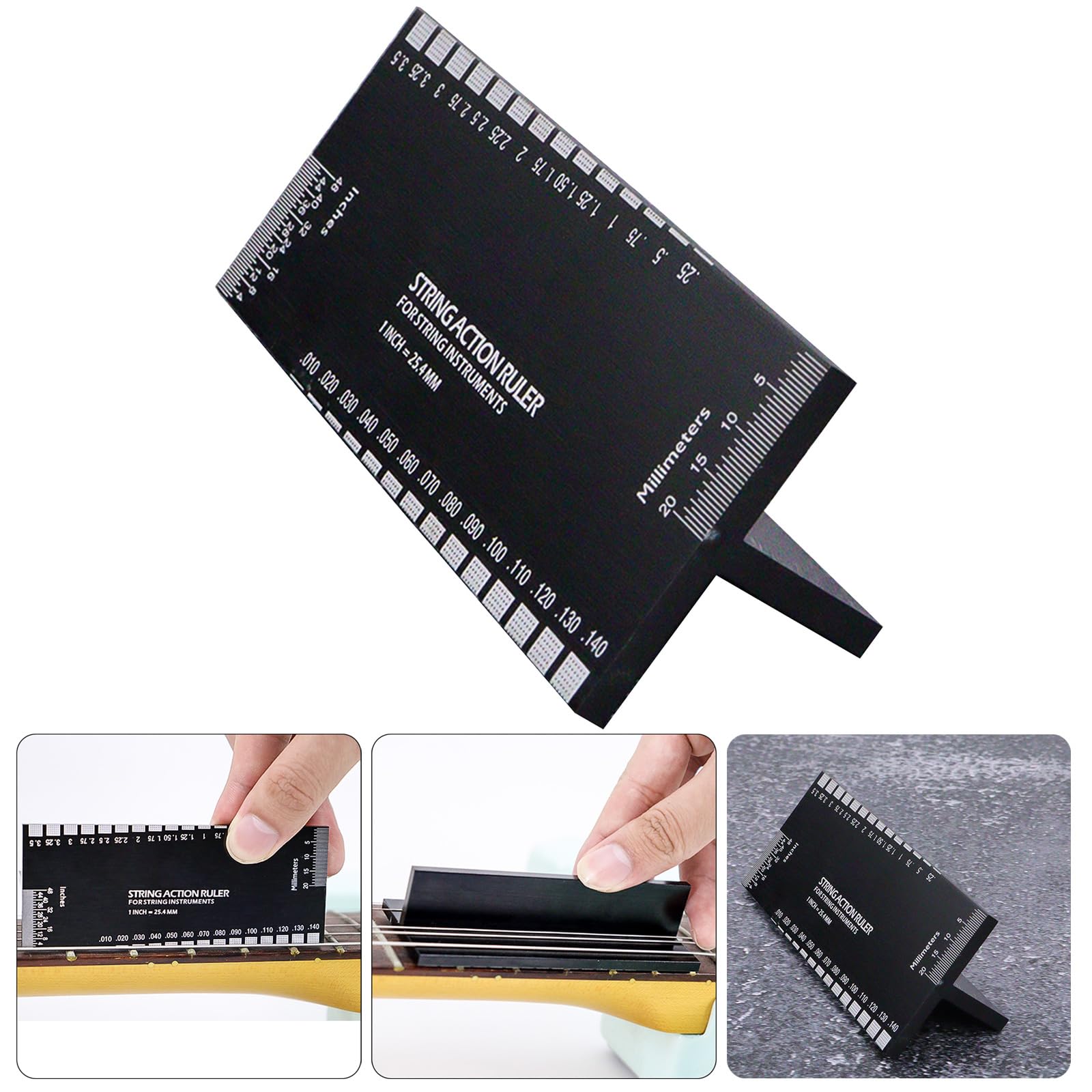 Guitar Single Sided Guide String Musical Instrument Maker Measuring Tool, String Action Gauge Ruler Measuring Tool for Ukulele, Banjo, Guitar String Spacing Ruler