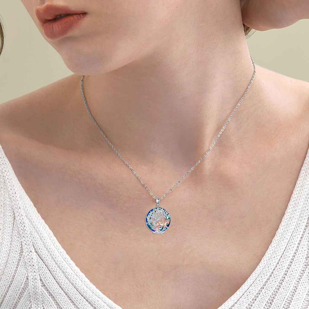 YFN Tree of Life Necklace Sterling Silver Crystal Jewelry Graduation Birthday Gifts for Women