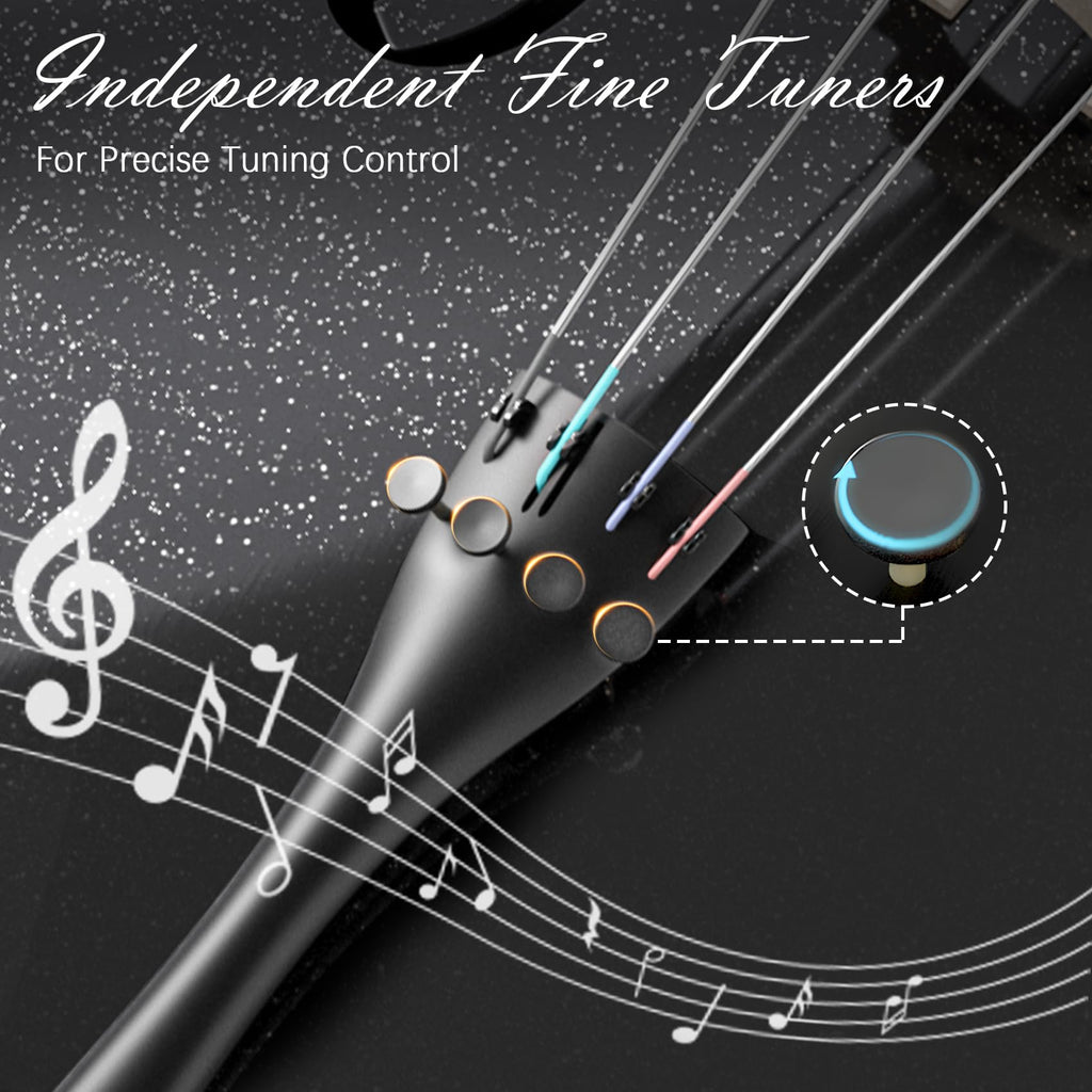 Full Size Cello Kit, Acoustic Cello Instrument for Adults,Beginners,Students,Complete Cello 4/4 Set with Portable Bag, Bow, Rosin (Black)