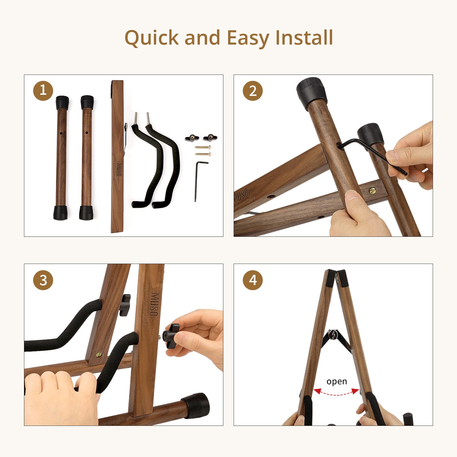 MUSO Cello Stand with Bow Holder,A-Frame Floor Stand with Padded Foam, Handcrafted Cello Rack Fits 1/2, 3/4, 7/8, 4/4 Full-Size and Guitar, Instrument Holder for Home and Studio Display
