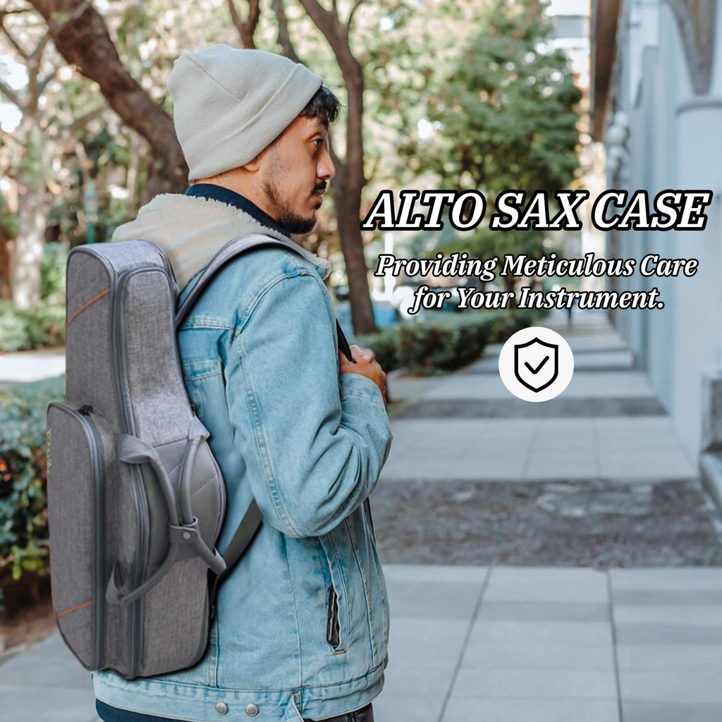 Alto Saxophone Backpack Gig Bag 20mm Padded Light Carry Bag (Black) | Shockproof Padding;Multi-Pocket Storage;Dual Carry Straps;Reinforced Stitching