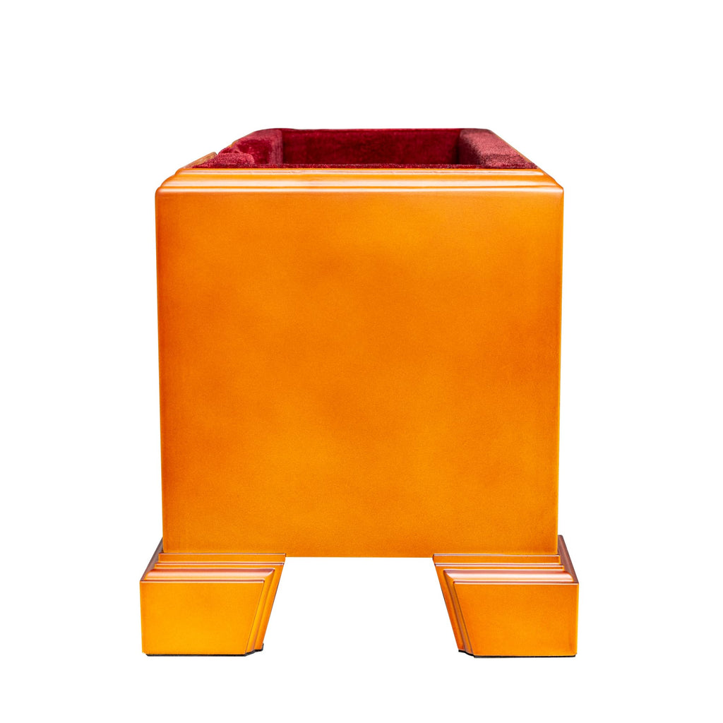 MI&VI Classic Wooden Cello Box Stand 4/4 Full Size - Burgundy Red Velvet Plush Cushion Wood Cello Stand with Bow Storage Holder Slot Included