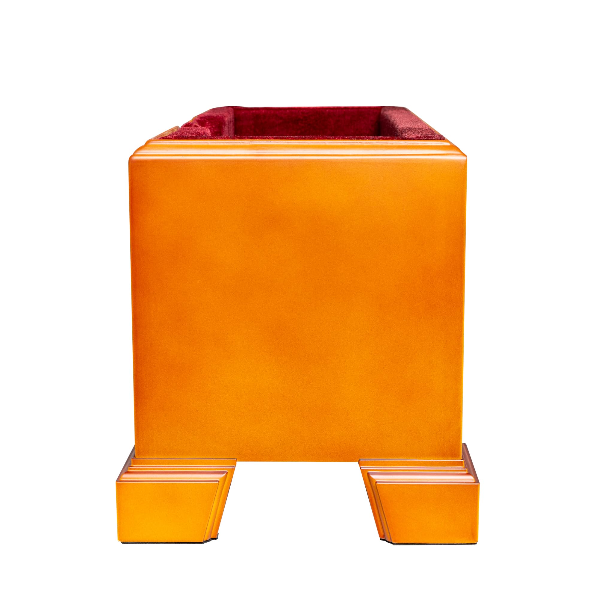 MI&VI Classic Wooden Cello Box Stand 4/4 Full Size - Burgundy Red Velvet Plush Cushion Wood Cello Stand with Bow Storage Holder Slot Included