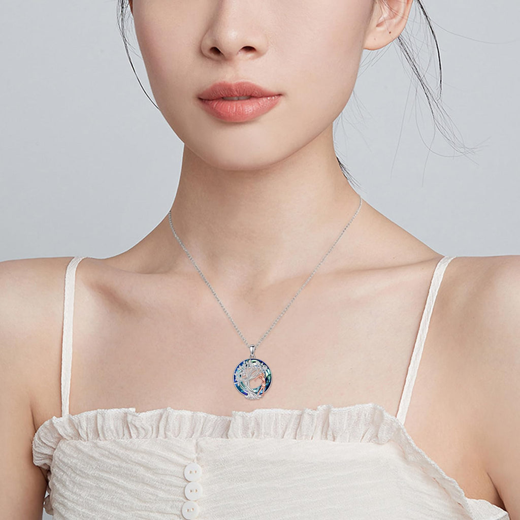 YFN Tree of Life Necklace Sterling Silver Crystal Jewelry Graduation Birthday Gifts for Women