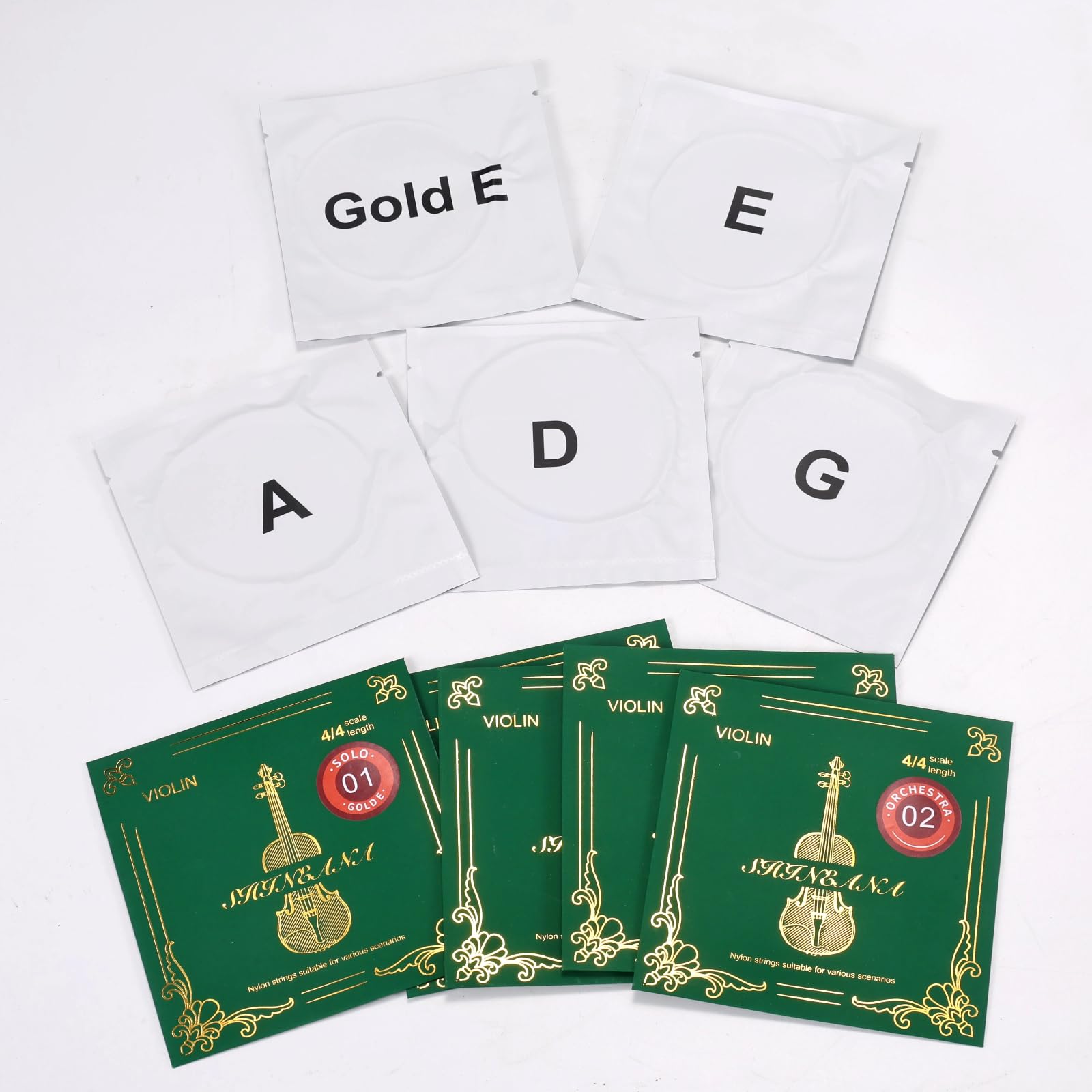 Violin Strings 4/4 Full Set, 4/4 Violin Strings Replacement,Long-Lasting Durability & Rich Tone - Handcrafted with Premium Materials- For All Levels (3/4 Scale)