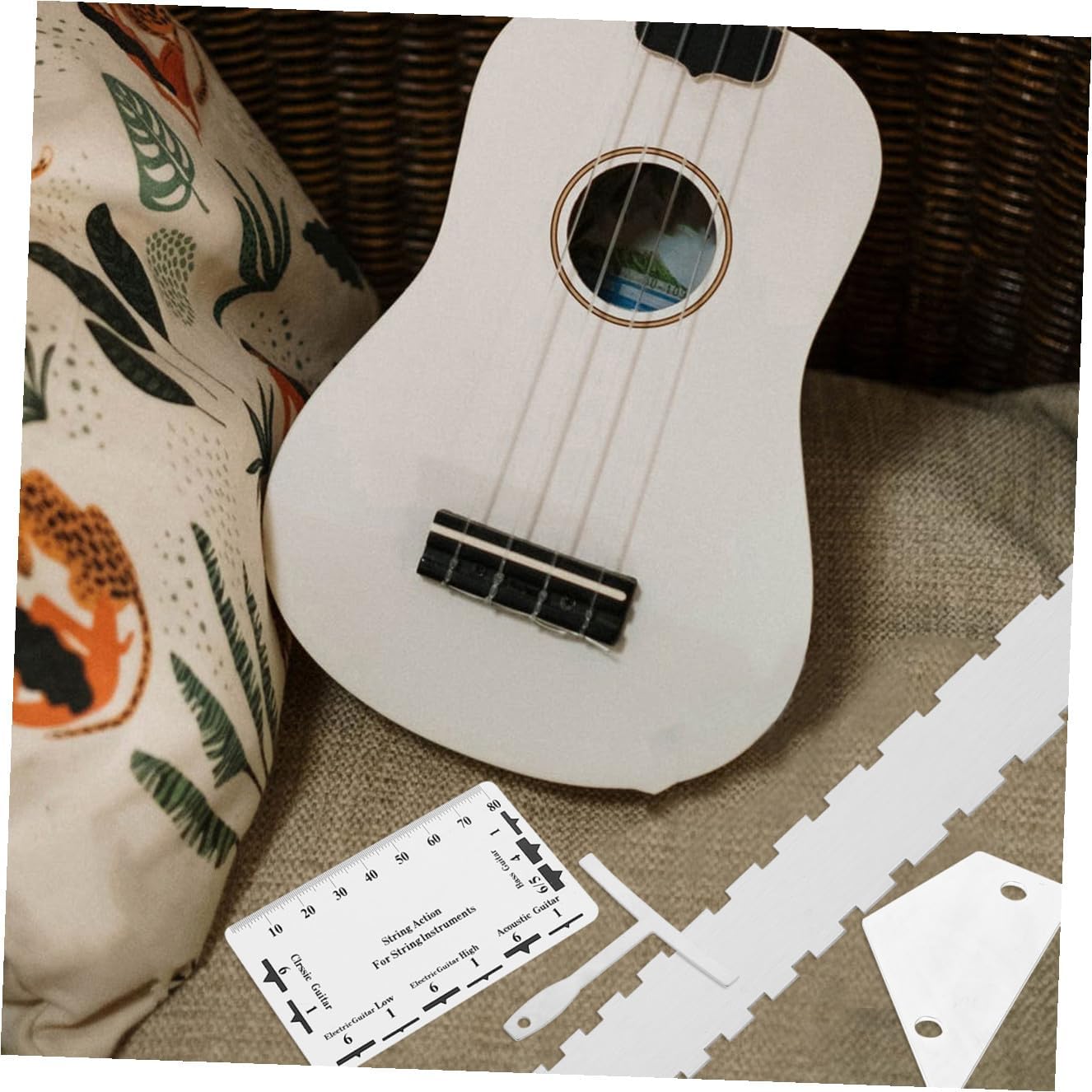 12pcs Guitar Luthier Tool Kit Radius Gauge Action Ruler Fret Rocker Set for Guitar Maintenance