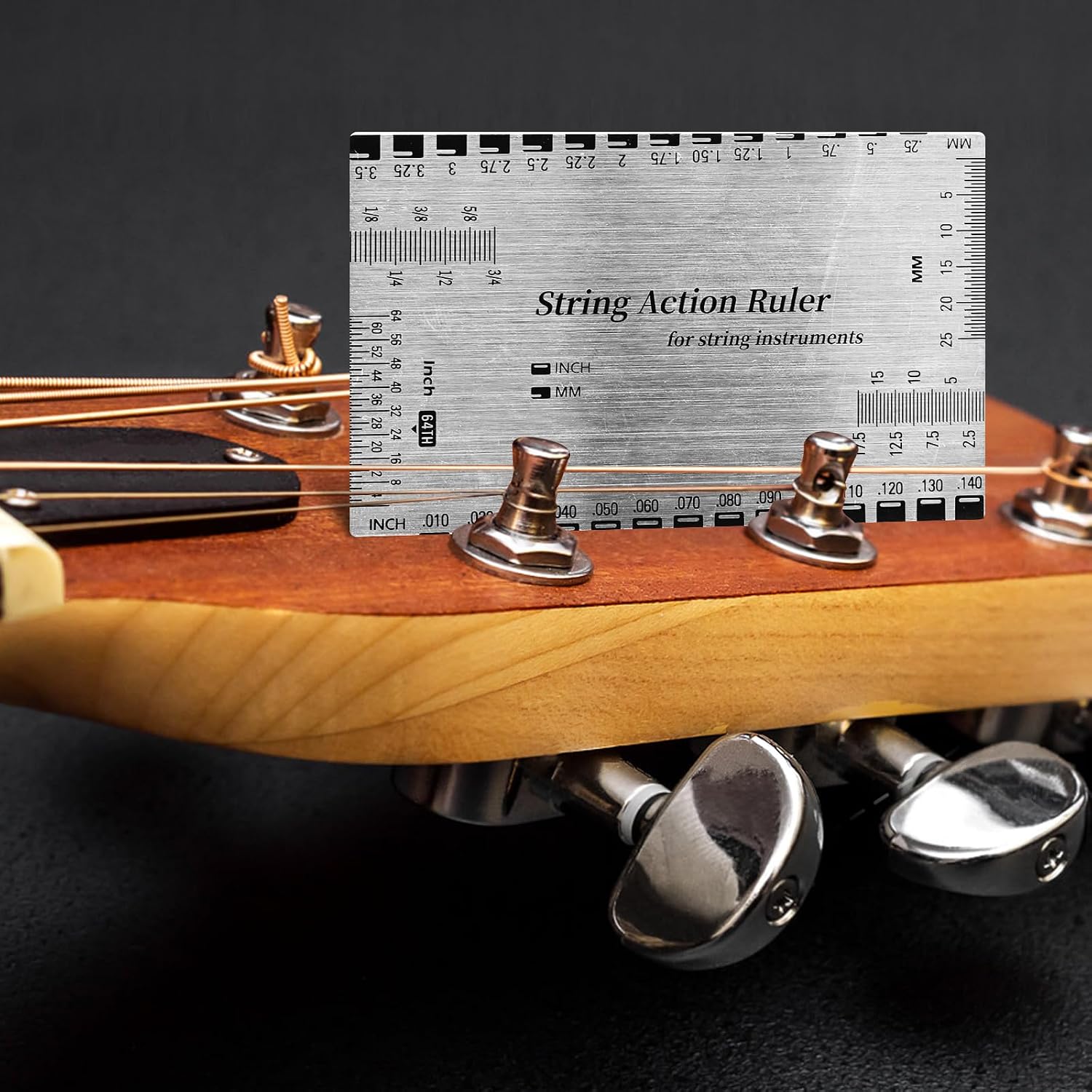 Guitar Action Gauge Ruler,Stainless Steel String Action Ruler for Guitar Repairing Luthier Action Gauge