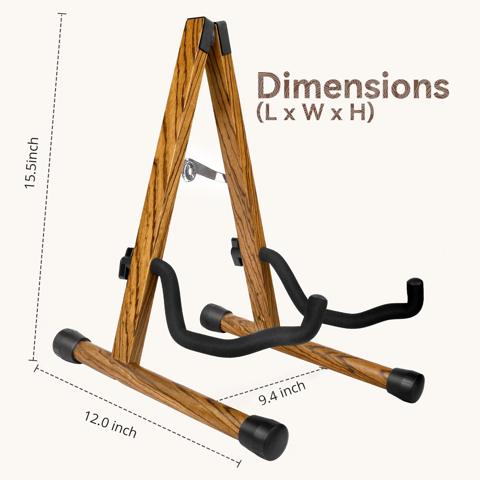 KingPoint Guitar Stand, Guitar Floor Stand, Acoustic Electric Wooden A Frame Folding Guitar Holder Adjustable for Bass, Cello, Mandolin, Banjo, Ukulele (Acacia)