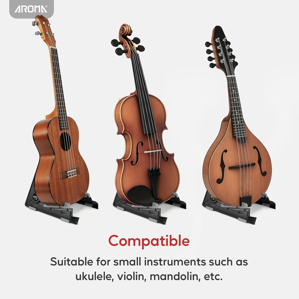 AROMA Ukulele Stand for Ukulele Mandolin Violin Small Instruments Folding Adjustable A-Frame Holder